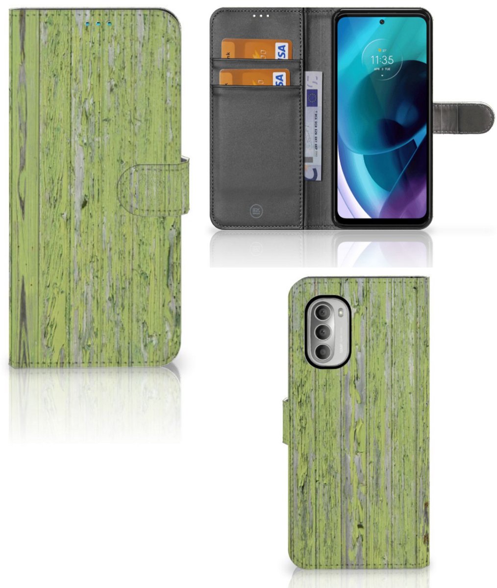 Motorola Moto G51 5G Book Style Case Green Wood