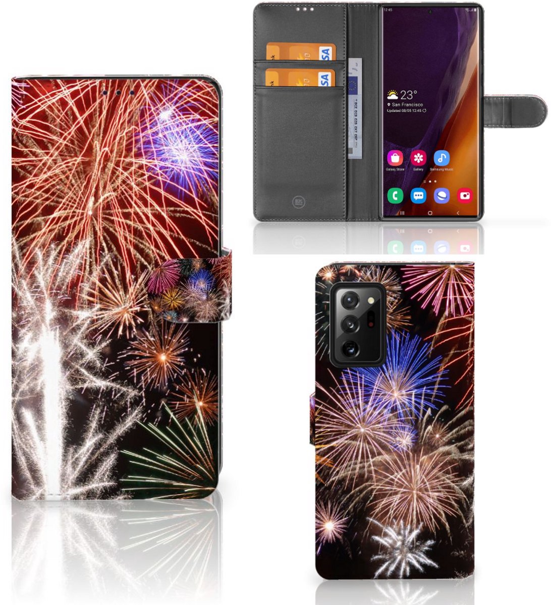Samsung Galaxy Note20 Ultra Wallet Case met Pasjes Vuurwerk