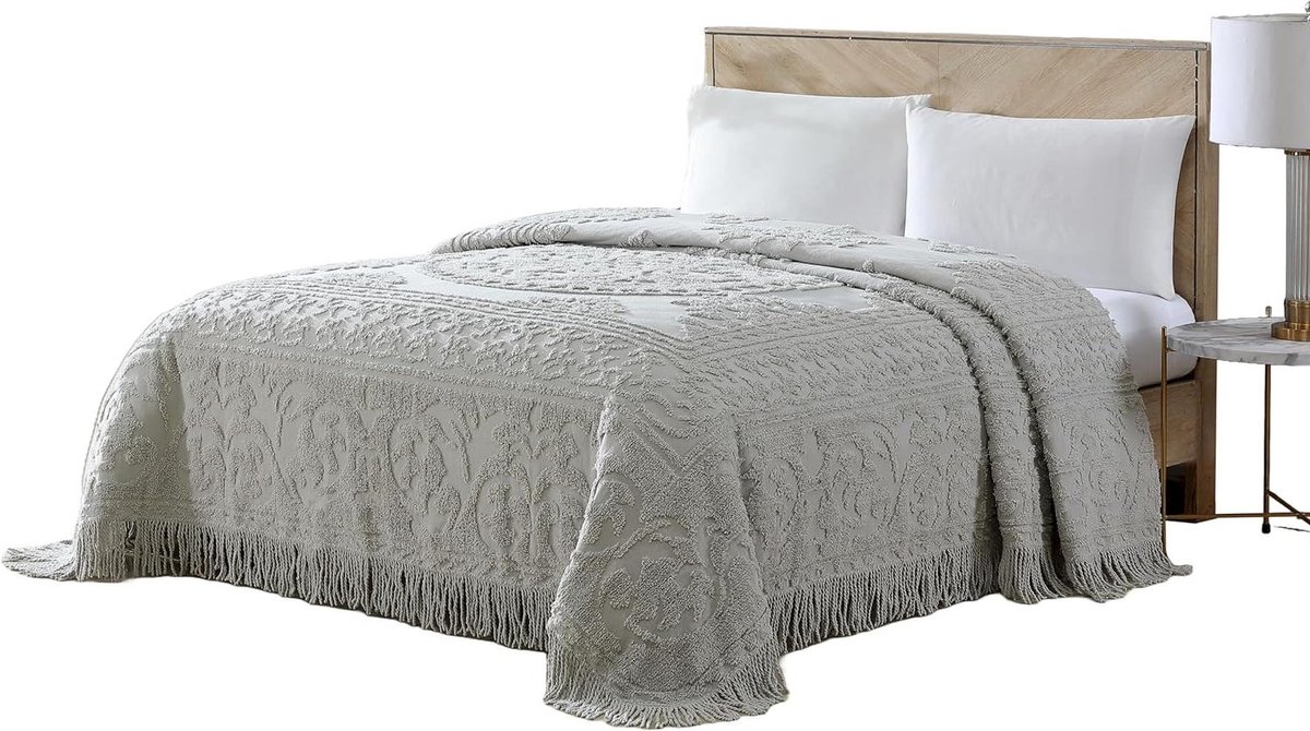 Chenille Sprei - Bedsprei - Slaapkamer Decoratie - Gecentreerd Medaillon Ontwerp - Twin Ma