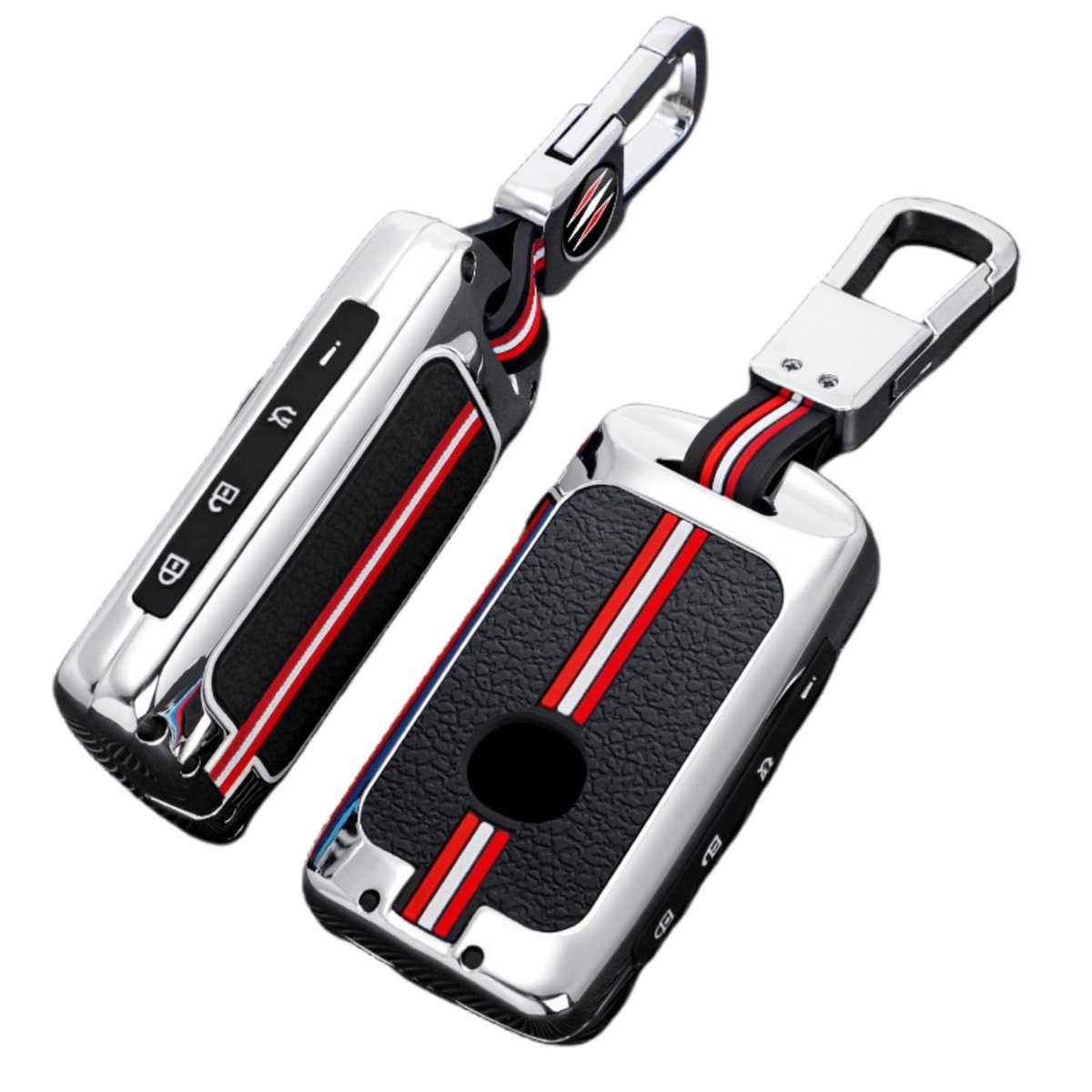 Cosensi - Autosleutel Hoes - Sleutelhanger - Stijlvol en Duurzaam - Zilver - Bescherming - Geschikt voor Mazda 3 CX-5 CX-30 - 4 Knoppen
