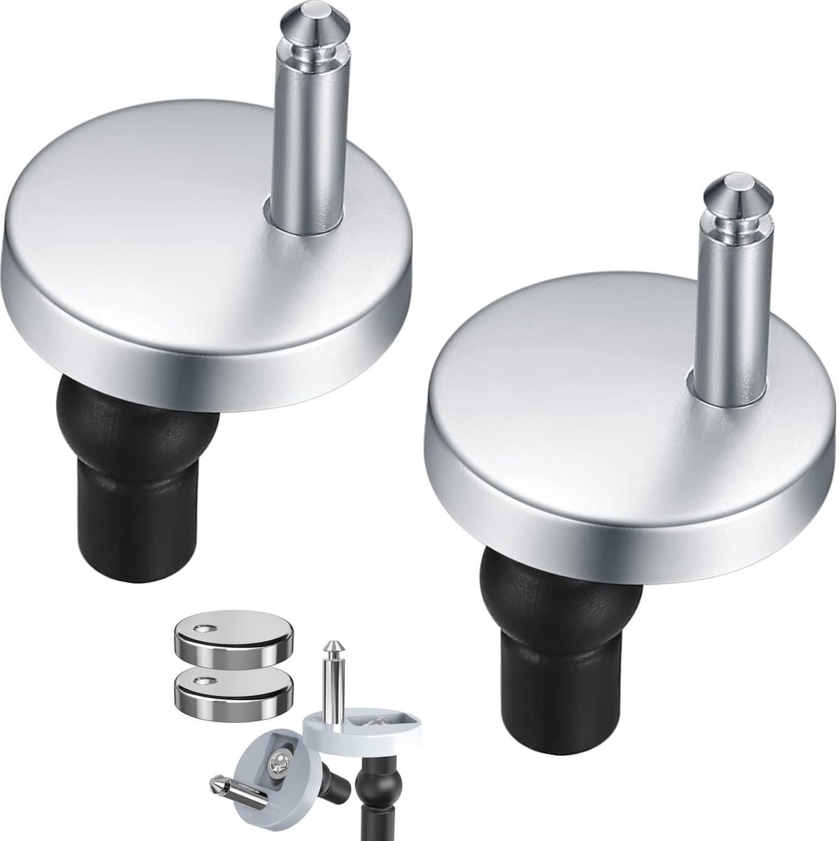 Cosensi - Toilet Seat Hinges - Snelle Montage - Universeel - Zilver - Toilet Seat Fittings - Geschikt voor Blinde Gaten - 2 Stuks