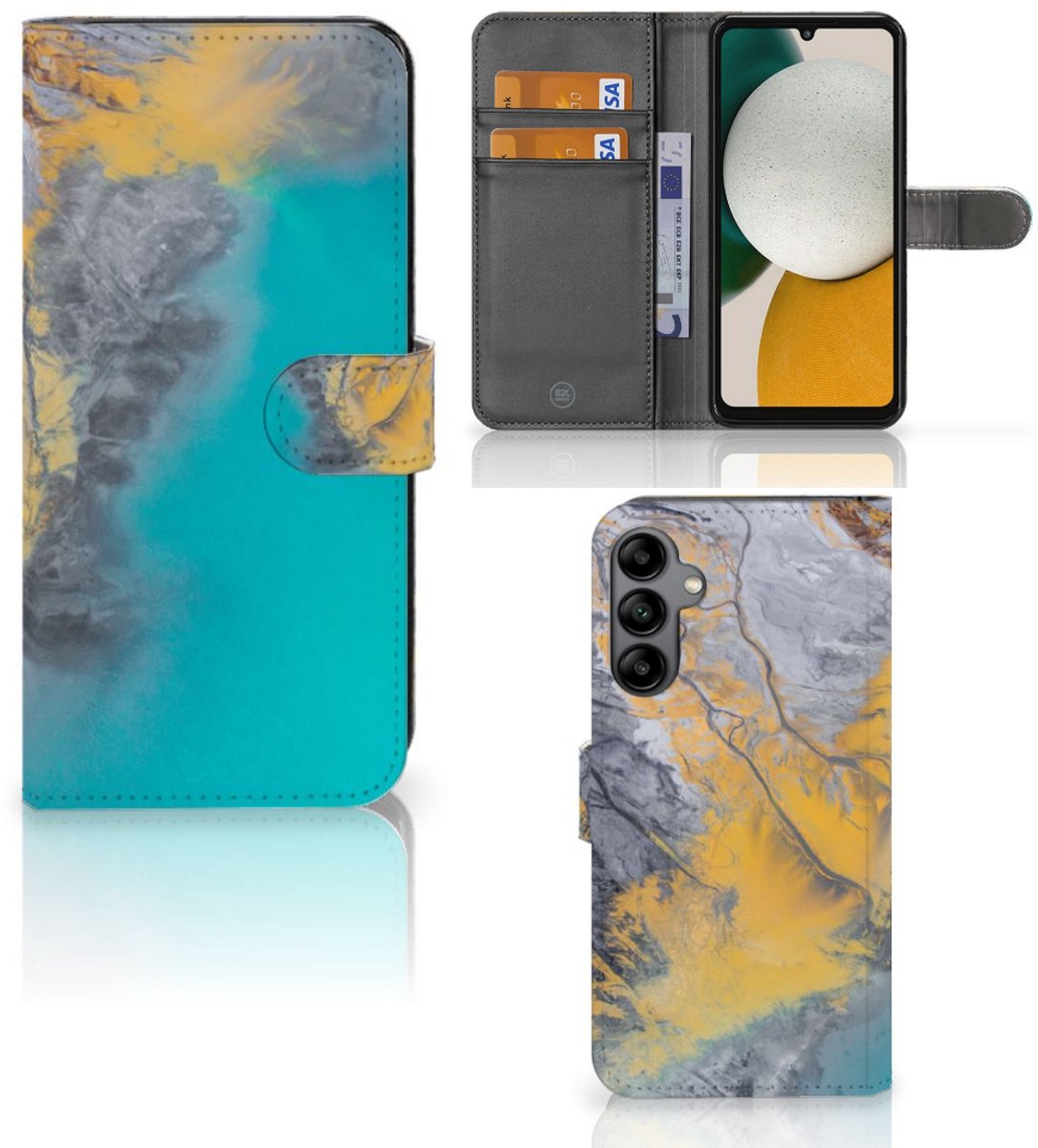Samsung Galaxy A34 Bookcase Marble Blue Gold