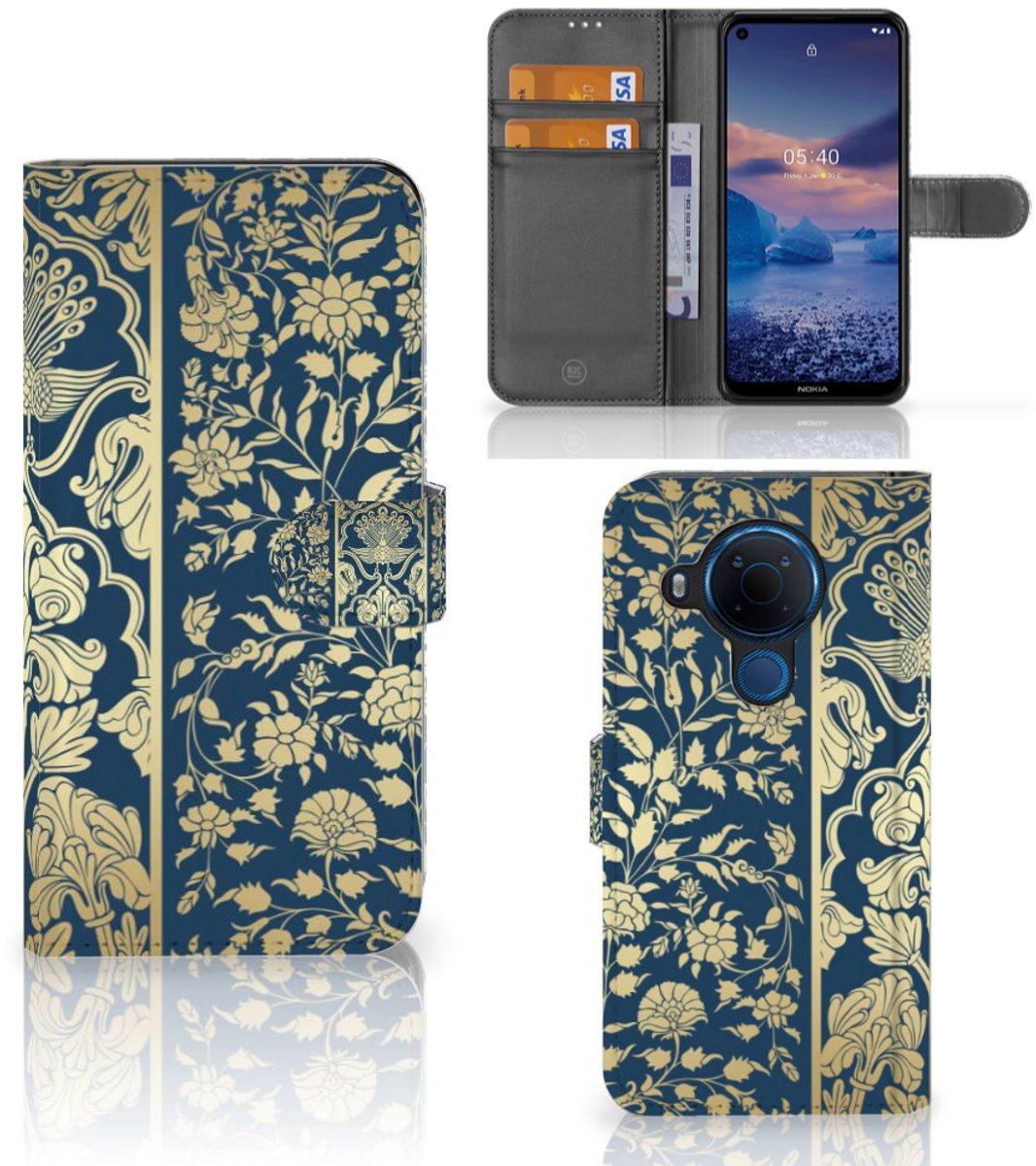 Nokia 5.4 Hoesje Beige Flowers