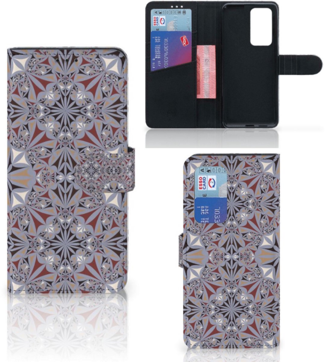 Huawei P40 Pro Bookcase Flower Tiles
