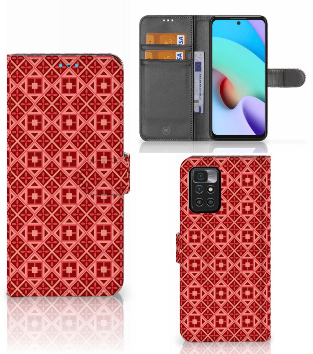 Xiaomi Redmi 10 Telefoon Hoesje Batik Rood