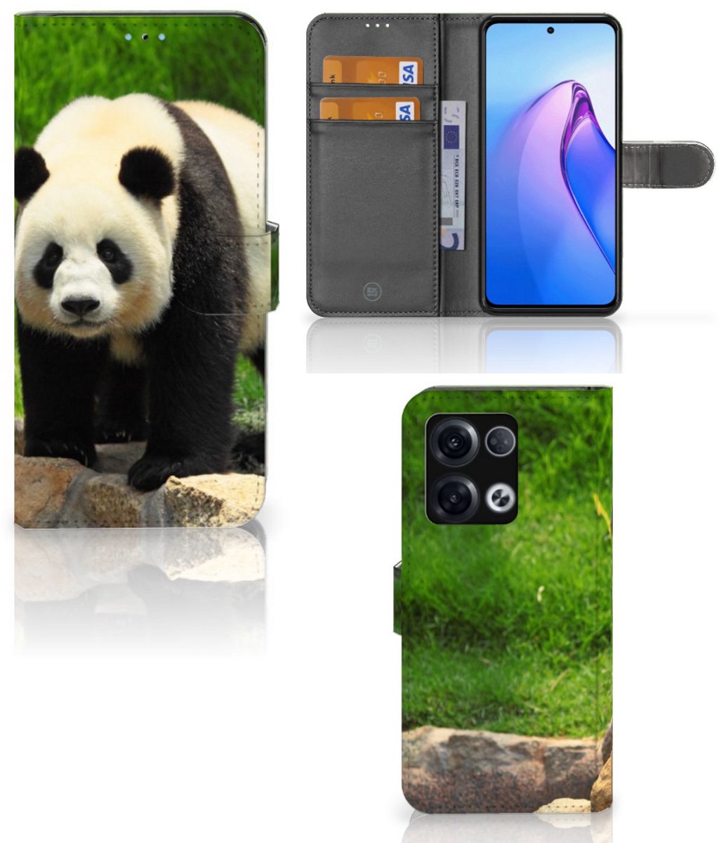 OPPO Reno8 Pro Telefoonhoesje met Pasjes Panda