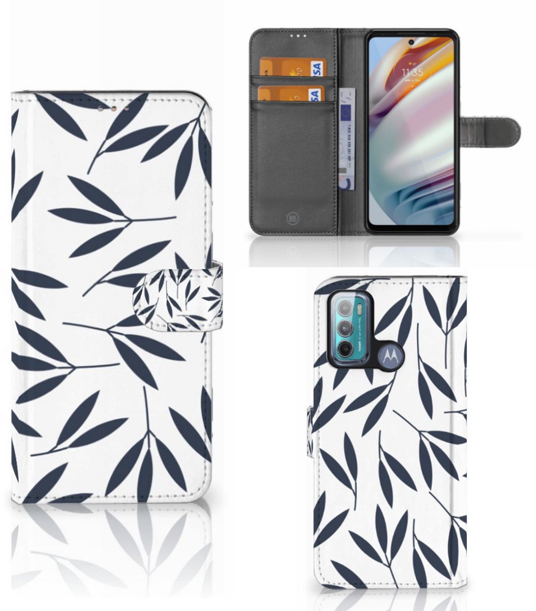 Motorola Moto G60 Hoesje Leaves Blue