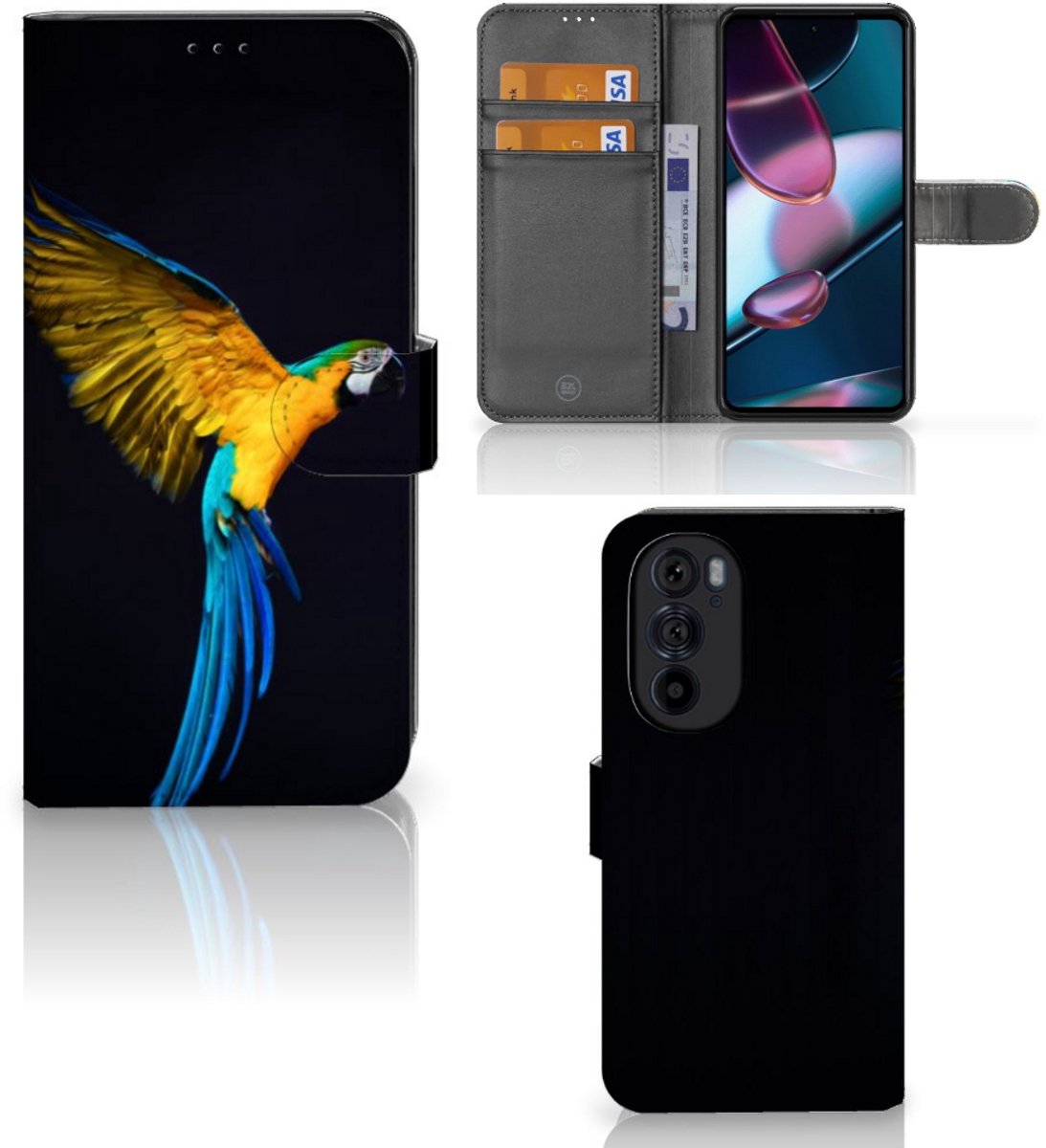 Motorola Edge 30 Pro Telefoonhoesje met Pasjes Papegaai