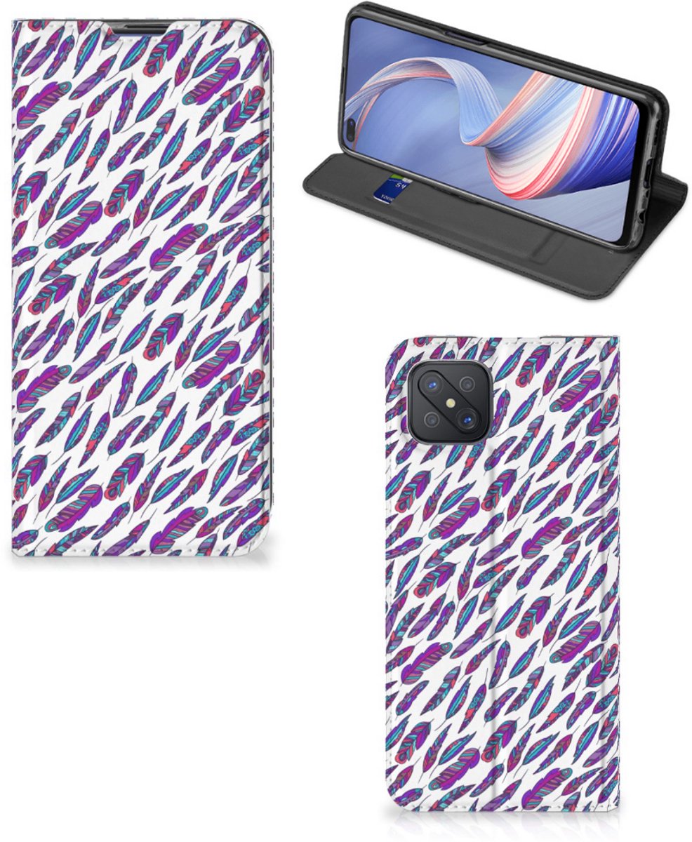 OPPO Reno4 Z 5G Hoesje met Magneet Feathers Color