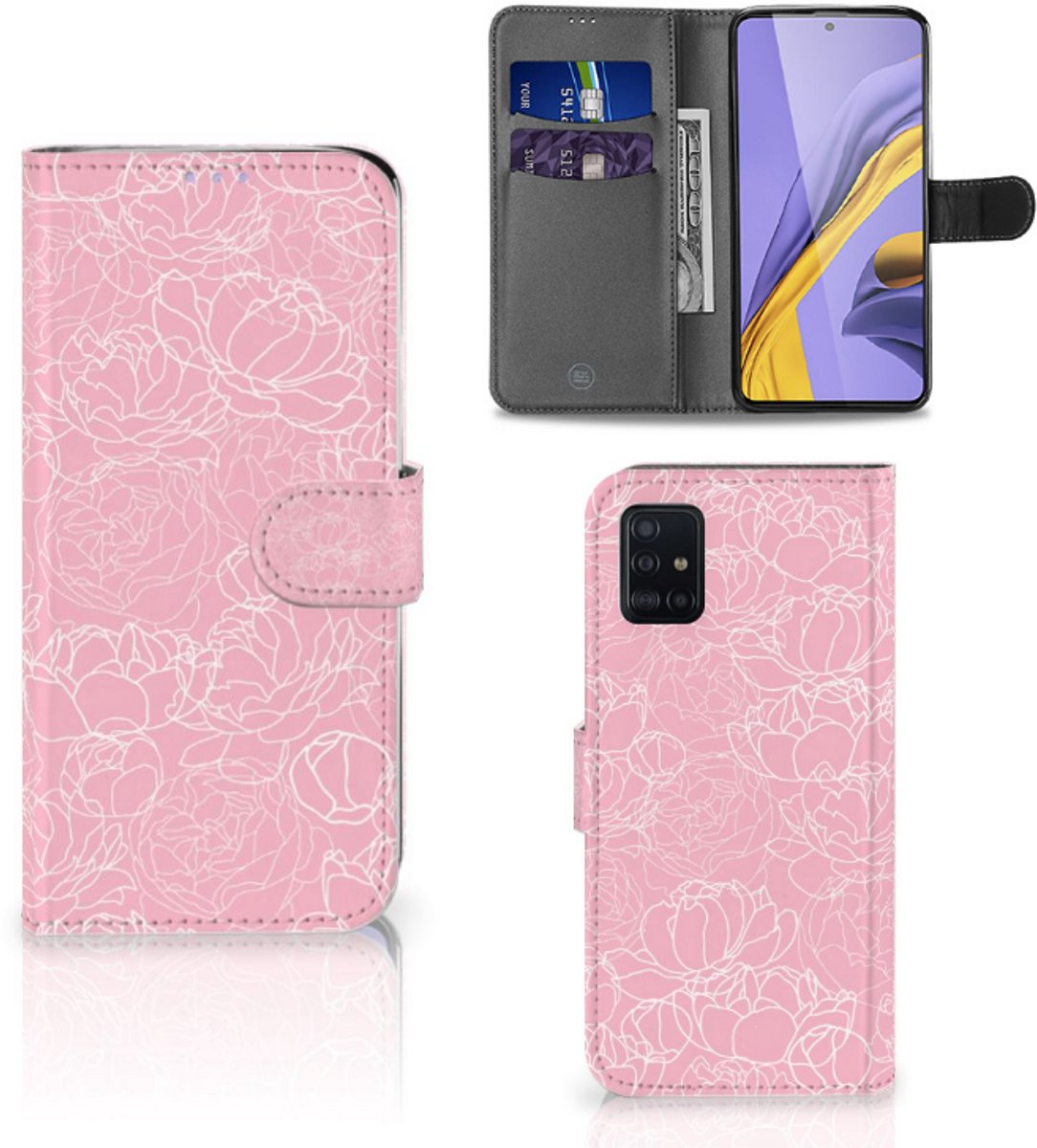 Samsung Galaxy A51 Hoesje White Flowers
