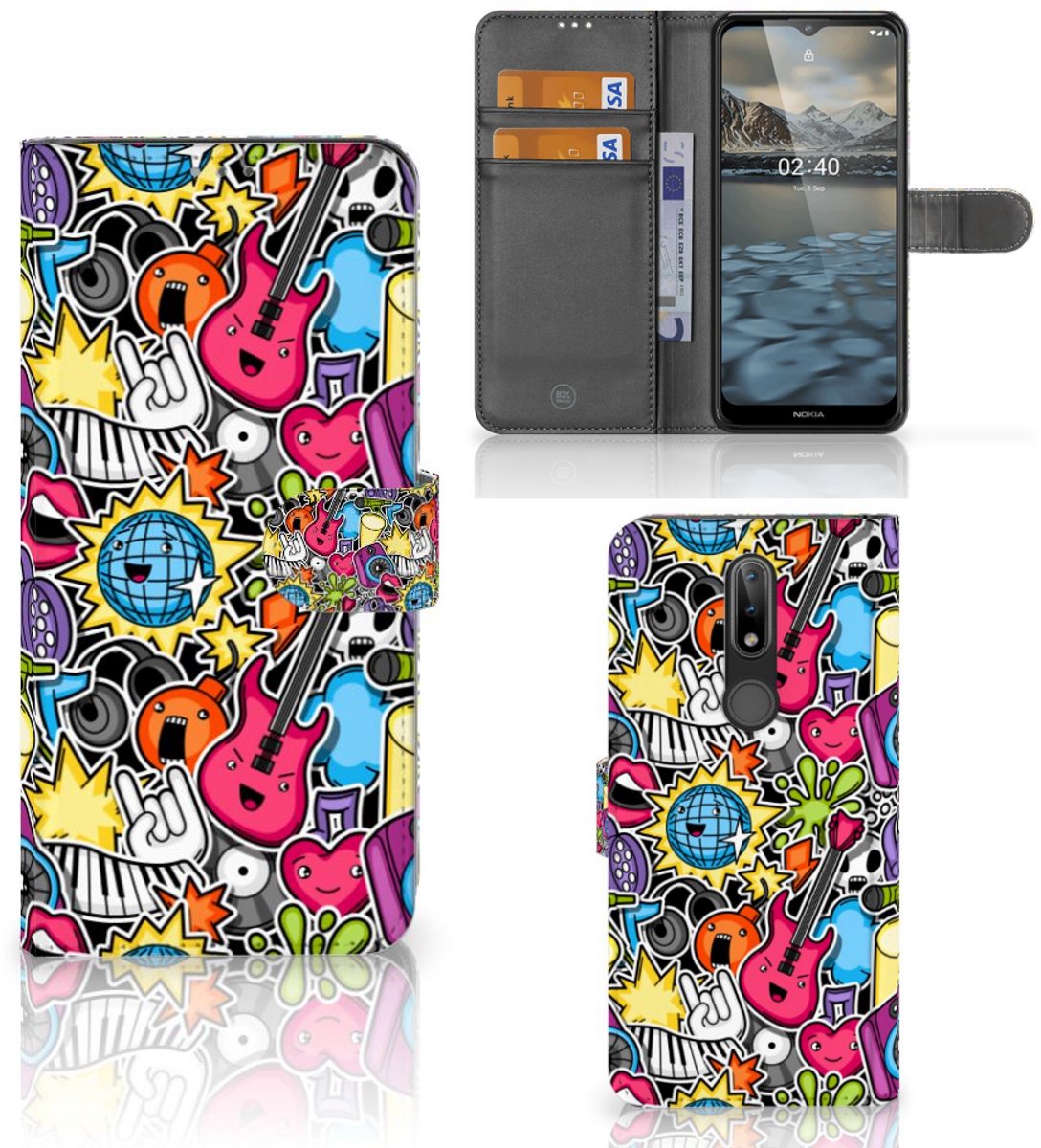 Book Case voor Nokia 2.4 Wallet Case met Pasjes Punk Rock