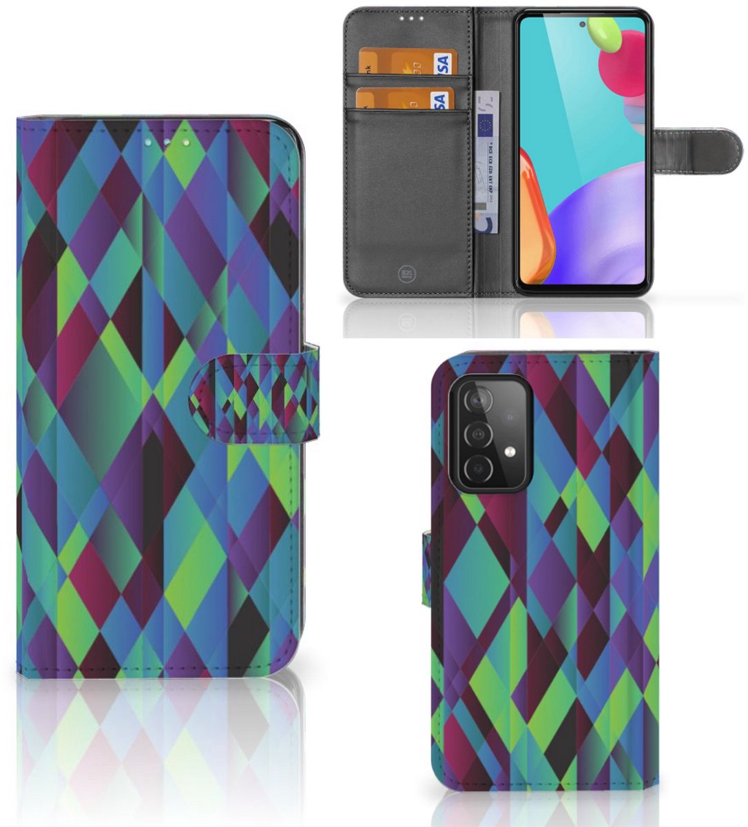 Samsung Galaxy A52 Book Case Abstract Green Blue