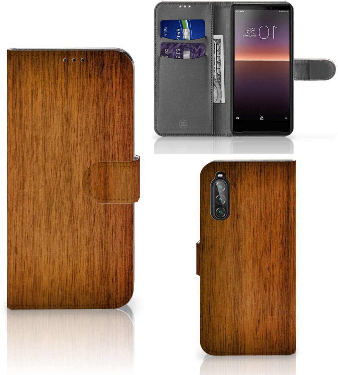 Sony Xperia 10 II Book Style Case Donker Hout
