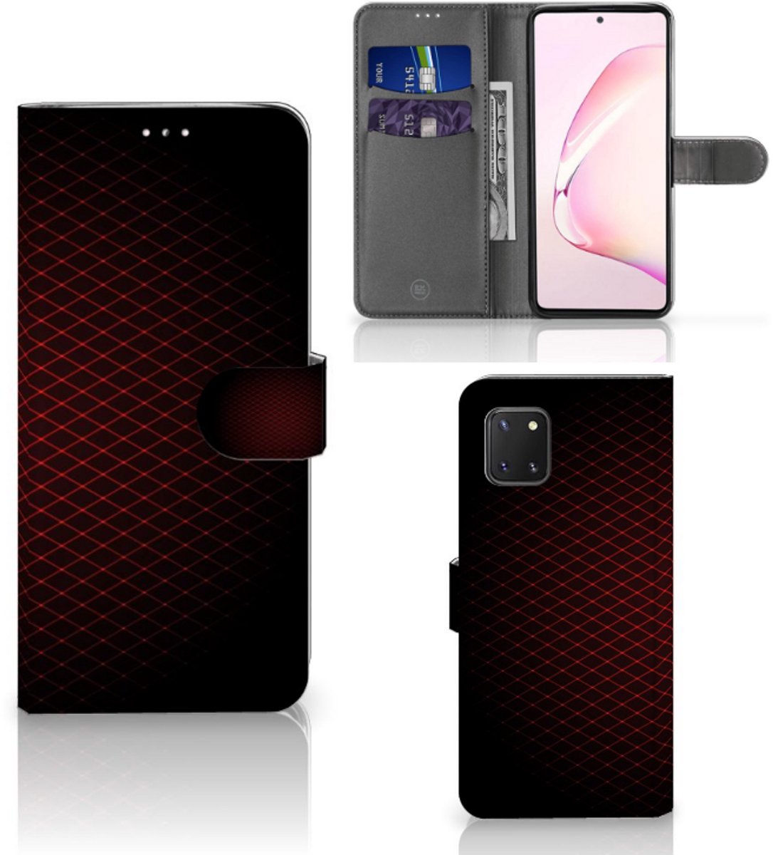 Boekhoesje voor Samsung Note 10 Lite Telefoon Hoesje Geruit Rood