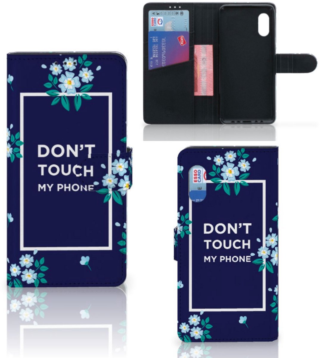 Samsung Xcover Pro Portemonnee Hoesje Flowers Blue DTMP