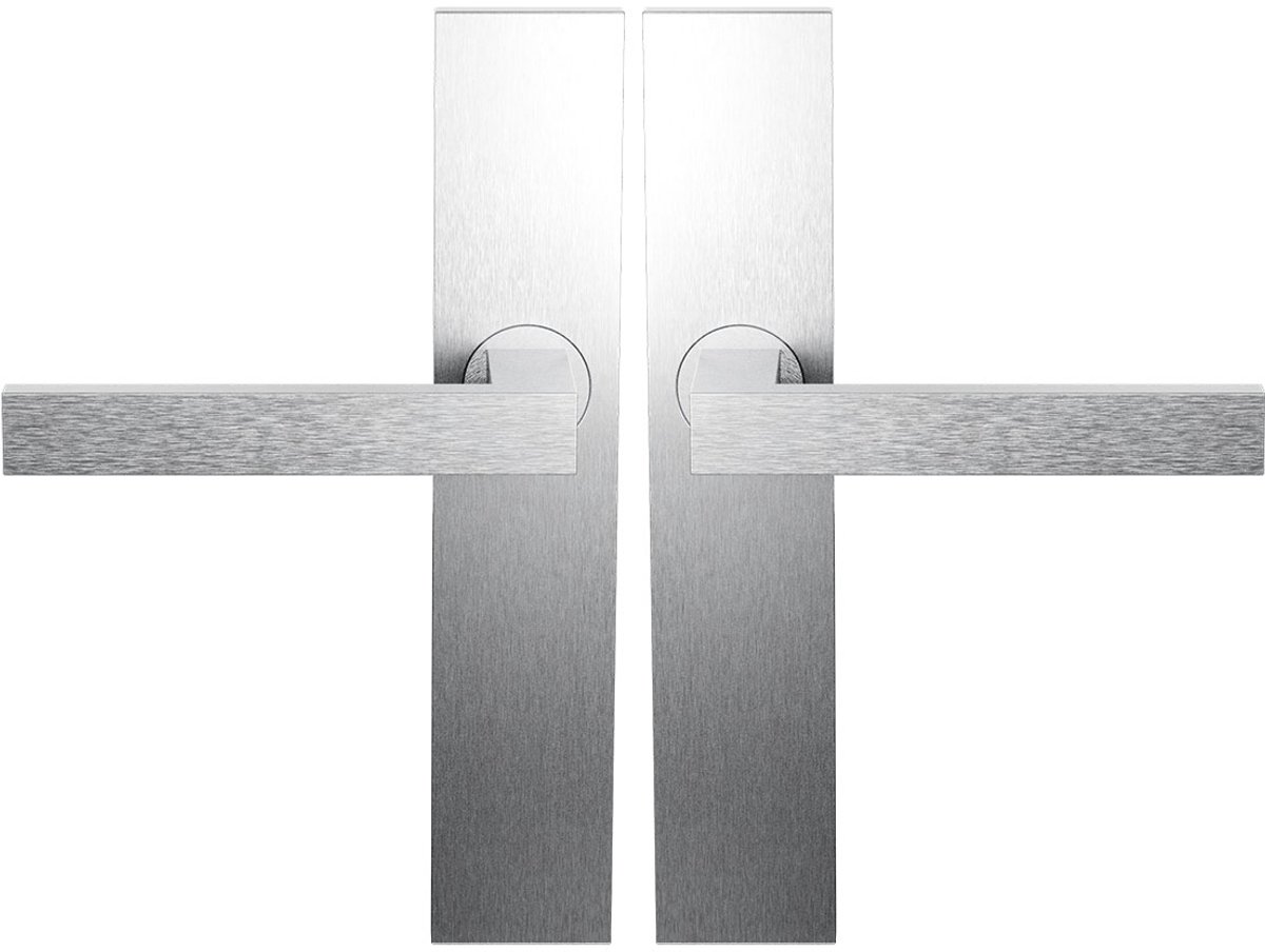 Deurkruk op schild - RVS geborsteld - RVS - Cubic Colors - Rechthoekig RVS geborsteld