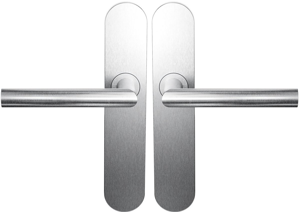 Deurkruk op schild - RVS geborsteld - RVS - Cubic Colors - L-haaks model 19mm RVS geborsteld