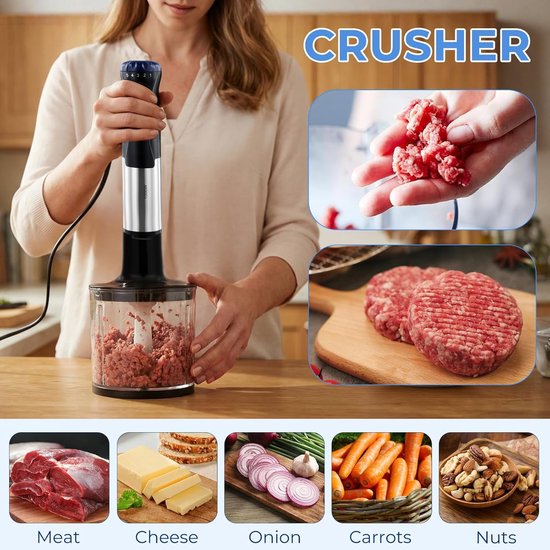 Multifunctionele handmixer - Keukenstaafmixer - Maaltijden bereiden - Krachtige 1000W motor - 700 ml maatbeker - Zwart — afbeelding 2