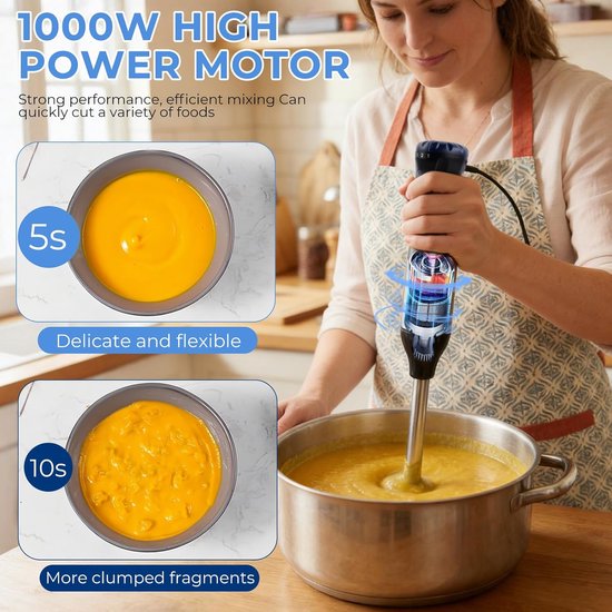 Multifunctionele handmixer - Keukenstaafmixer - Maaltijden bereiden - Krachtige 1000W motor - 700 ml maatbeker - Zwart — afbeelding 3