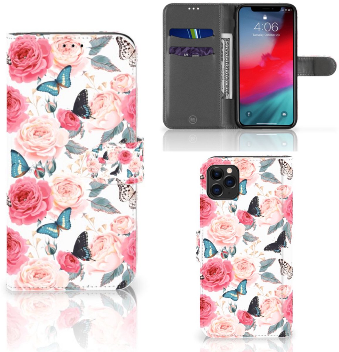 Apple iPhone 11 Pro Max Hoesje Butterfly Roses