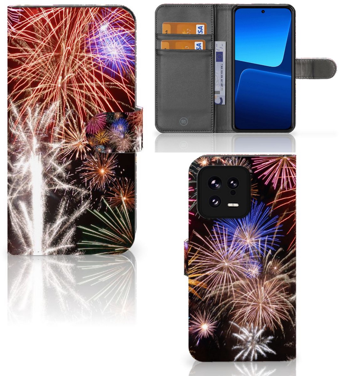 Xiaomi 13 Wallet Case met Pasjes Vuurwerk