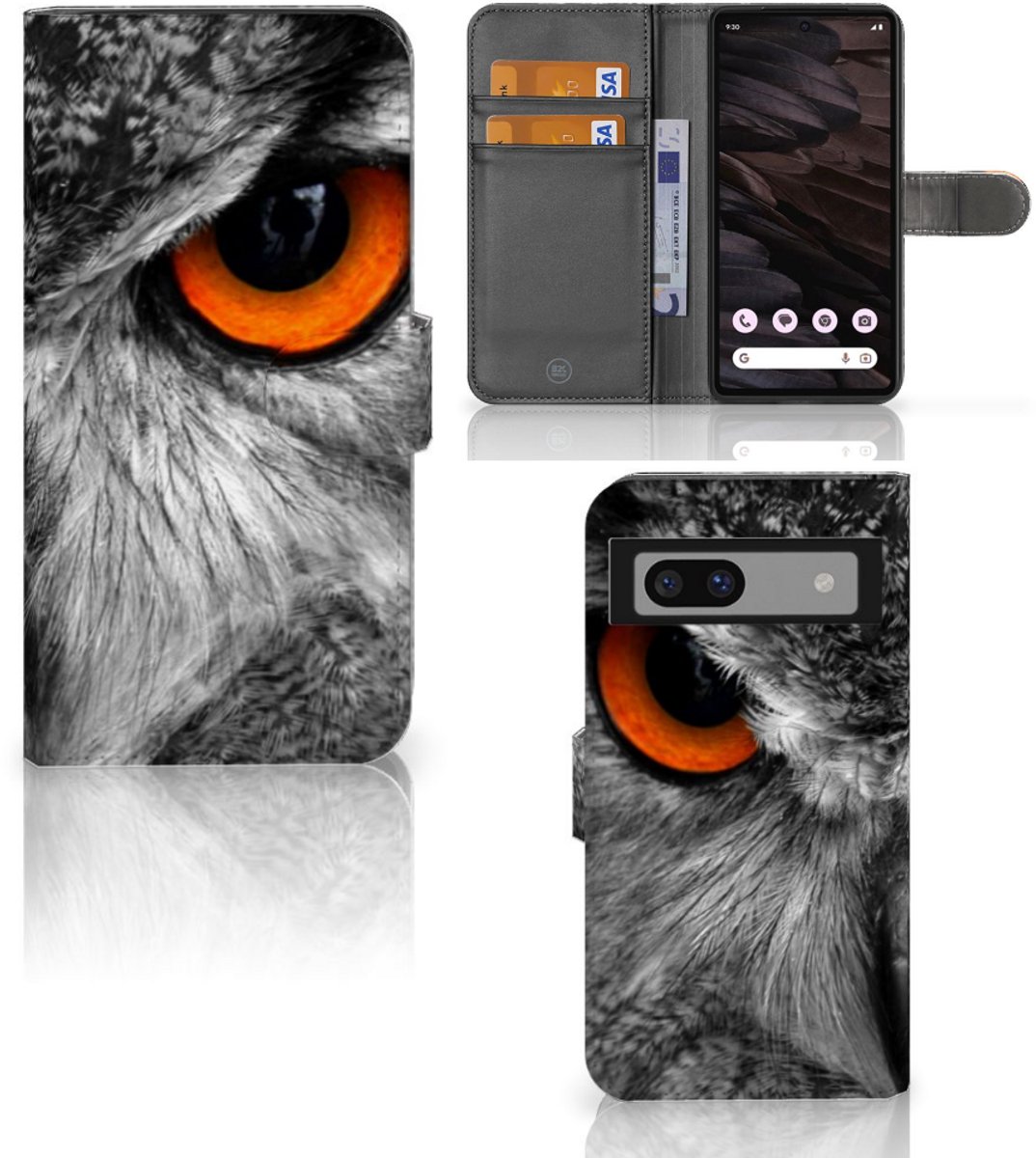 Google Pixel 7A Telefoonhoesje met Pasjes Uil