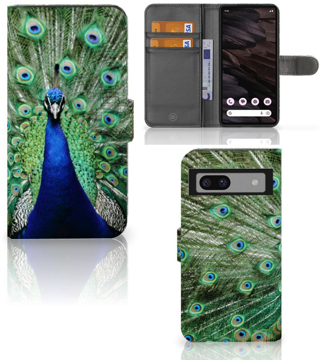 Google Pixel 7A Telefoonhoesje met Pasjes Pauw
