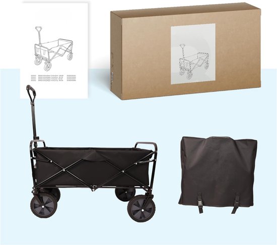 REN® Bolderkar Opvouwbaar Luchtbanden - Bolderkar Opvouwbaar - Bolderkar Kinderenvervoer - Zwart - 90cm x 51cm x 59cm van Merkloos — afbeelding 3