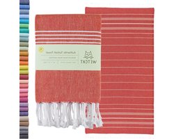 WETCAT Turkse strandlaken oversized (96,5 x 180,3 cm) 100% Turks katoen, gemaakt in Turkije - zandvrij, extra groot, ultrazacht, sneldrogend, compact en lichtgewicht voor op reis - rood