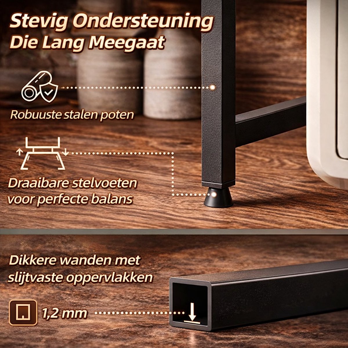 MeubelsvanJoep magnetron rek - magnetronkast - keuken organizers - uitschuifbaar 40-65 cm - kruidenrek - NIET ophangbaar - aanrecht organiser - bureau organizer - keuken opbergrek - keukenrek staand - keukenrek - magnetronrek — afbeelding 2