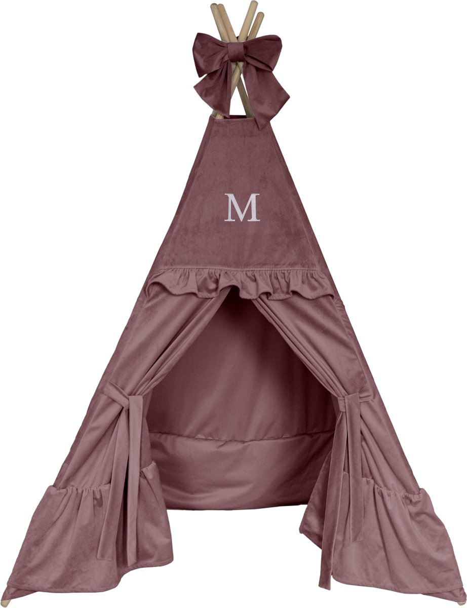 Decordruk VELVET - Kinder TIPI Tent - Pudderroze - 160 cm Hoogte - Welvet Stof