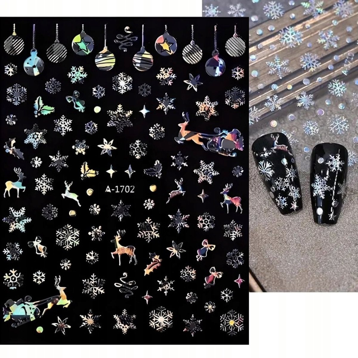 Frezarkowo Serie - Kerst Nagelstickers - Sneeuwvlokken - Ren - Holografisch