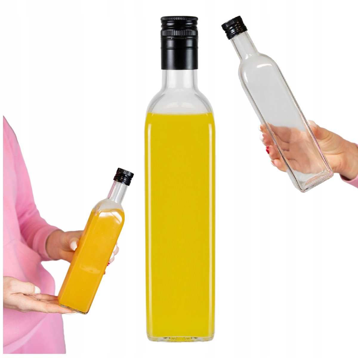 Bimberek Marasca Serie - Glazen Fles - 500 ml - Oliën en Azijnen - Decoratief Ontwerp