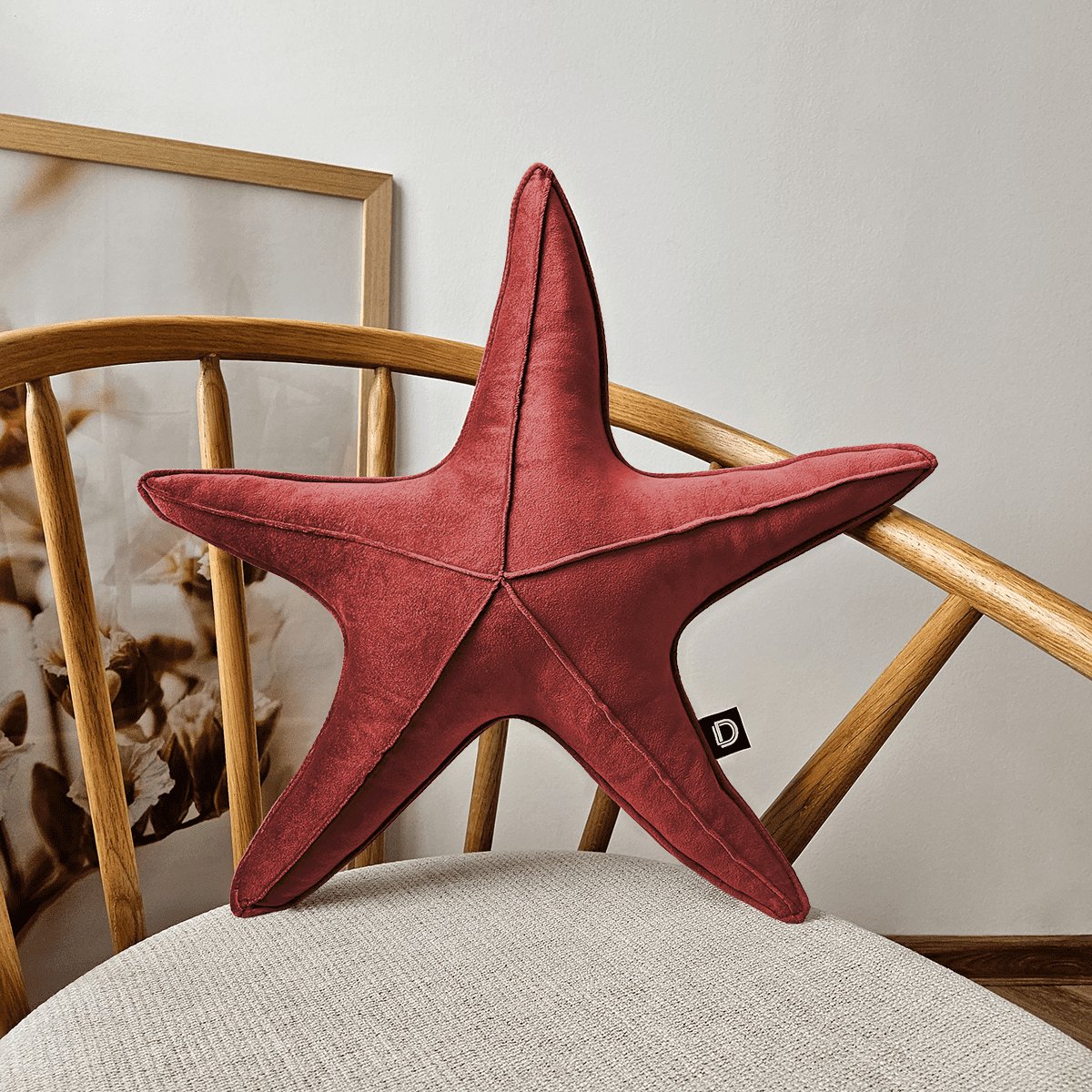 Decordruk VELVET - Decoratieve Kussen - Stervorm - Rood - Zacht