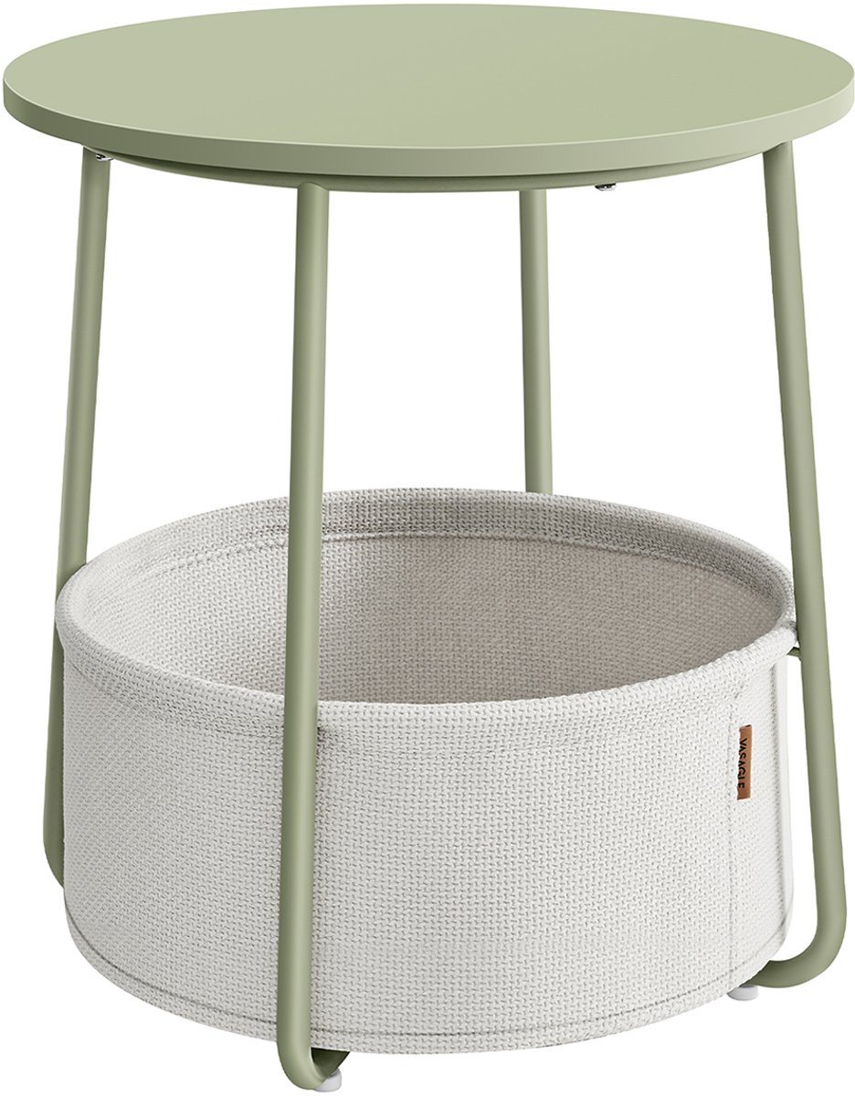 Songmics Serie - Ronde Salontafel - 50cm - Groene Optiek - Met Opbergzak Groen;Béige