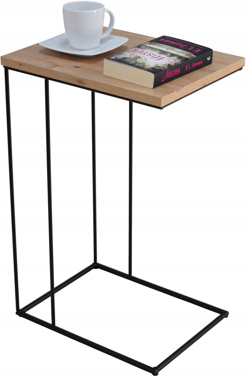 FutuStal - G-7 Serie - Stalen Bijzettafel - Zwart - Dąb Artisan