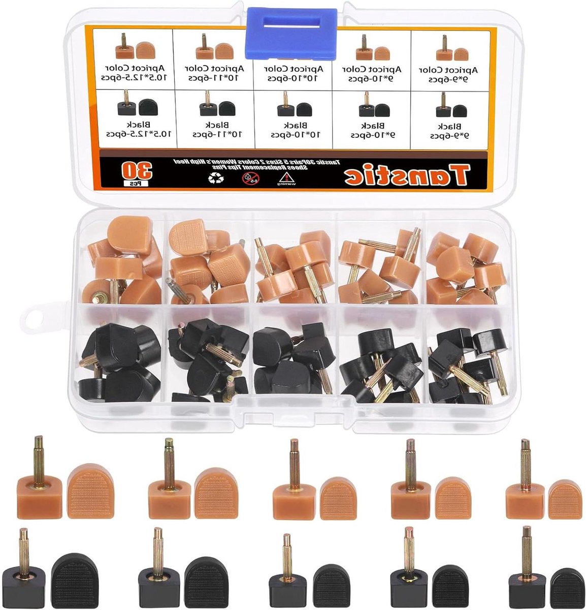 Hoge Hak Vervangingstips - Hakken Reparatie Set - Schoenen Repareren - 30 Paar Tips - 1 Stuk - Zwart
