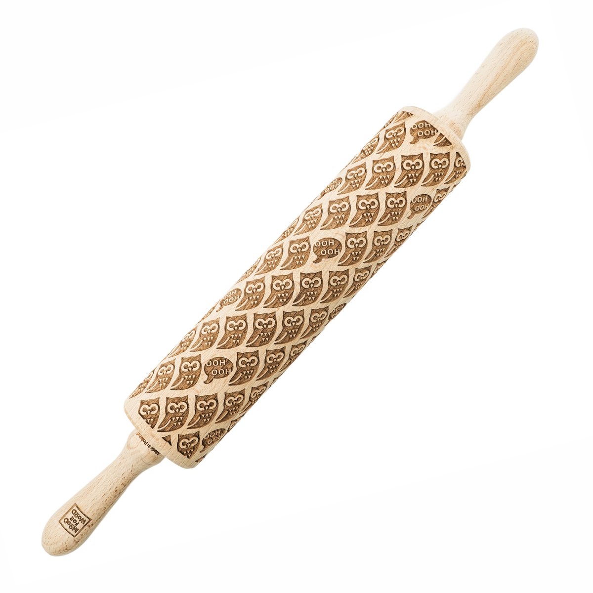 MoodForWood - Geverfde Deegroller - 43 cm - Eikenhout - Motief Sowa
