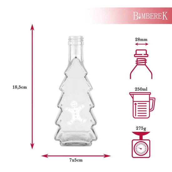 Bimberek - Butel - Kerstboomvorm - 250ml - Met Opdruk - Voor Likeuren van Bimberek — afbeelding 3
