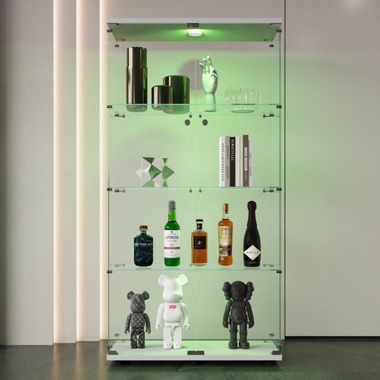 Glazen Vitrinekast - 164 x 80.5 x 36.5 cm - Wit
