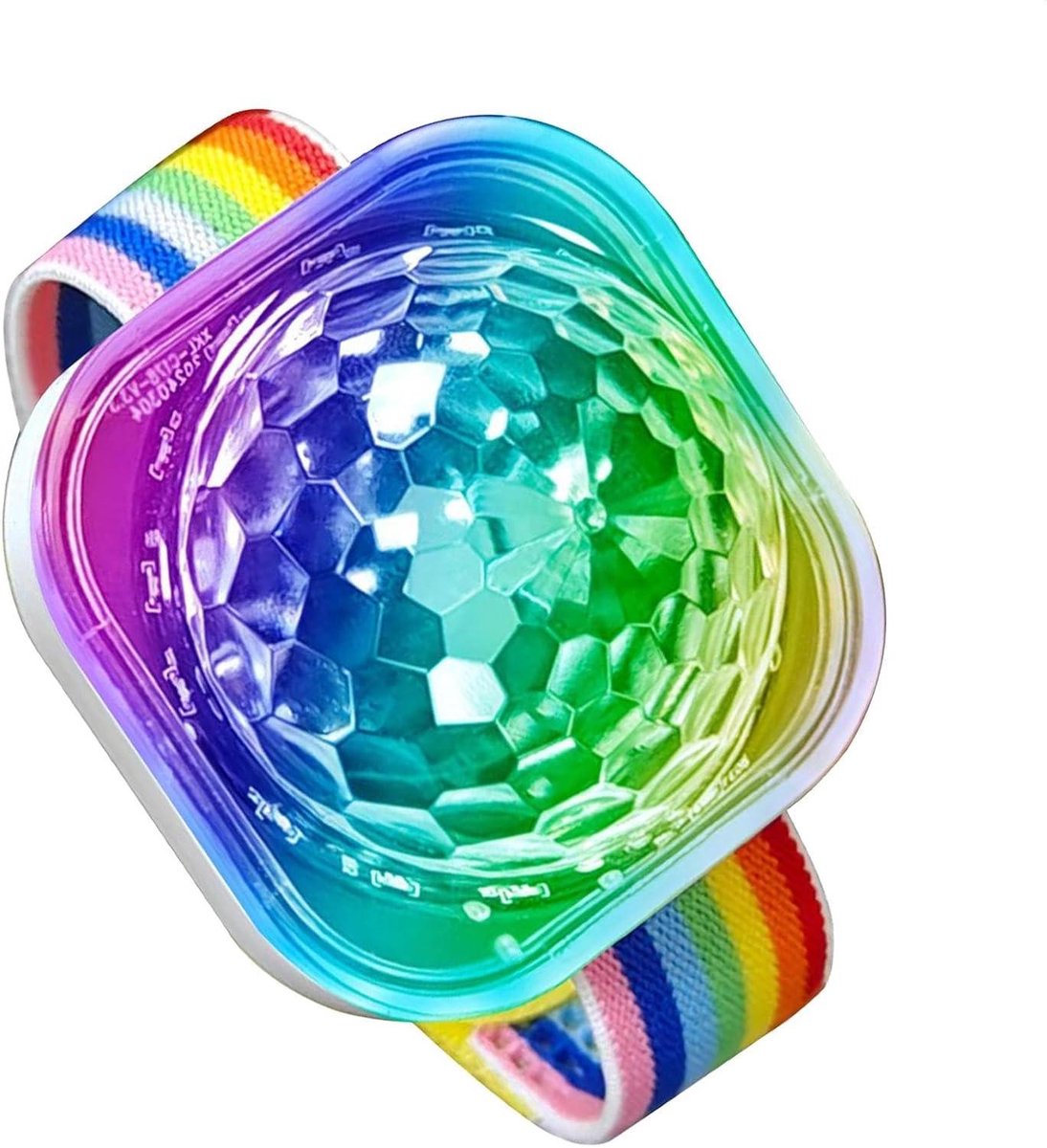Disco Bal Armband - Feestlampje Horloge - Muziekfeest Creëren - Geluidsgevoelige Kleuren - 5 x 3.5 cm - Wit