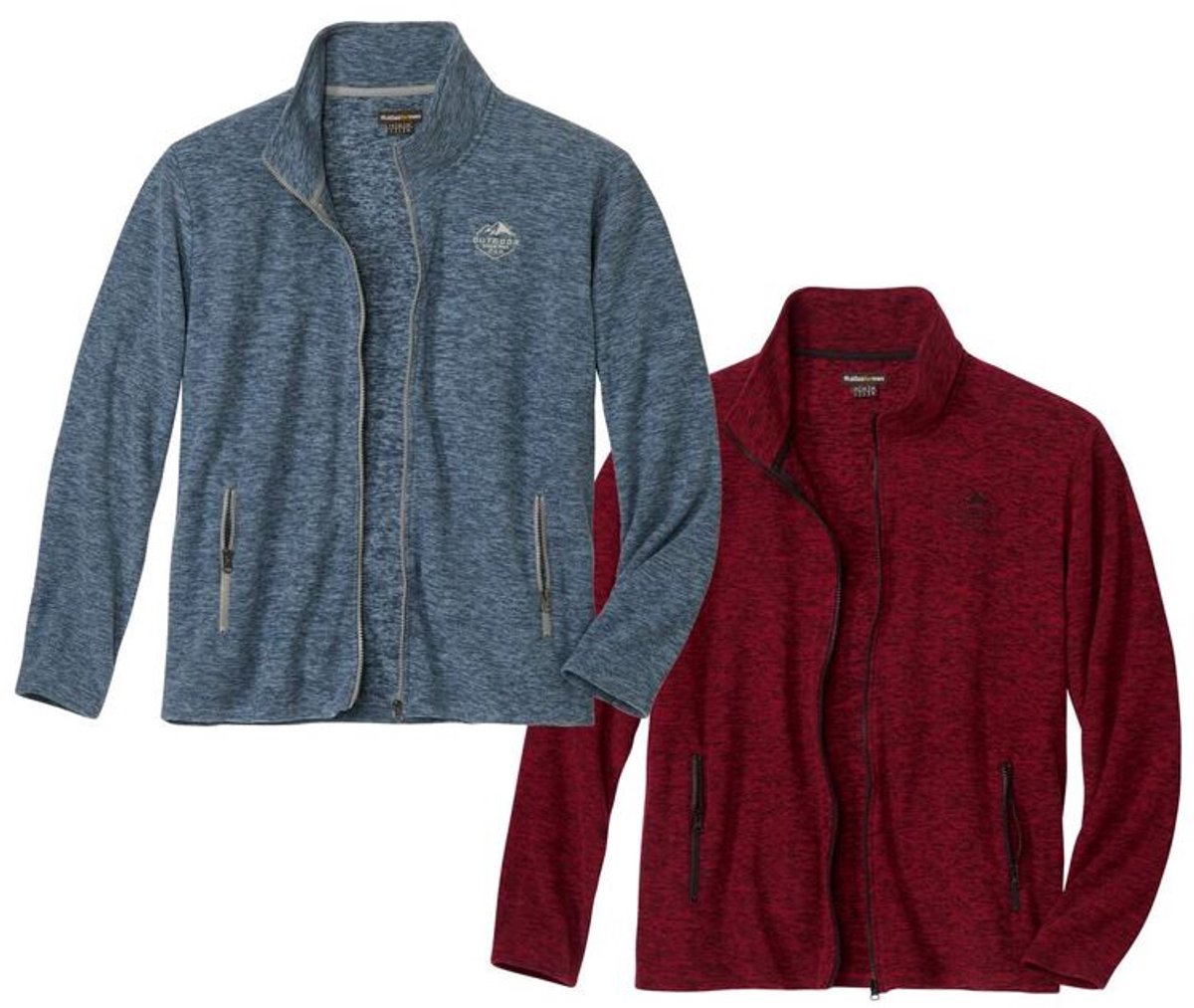 ATLAS FOR MEN - Set van 2 gemêleerde microfleece vesten - Heren - Verkrijgbaar in grote maten - L