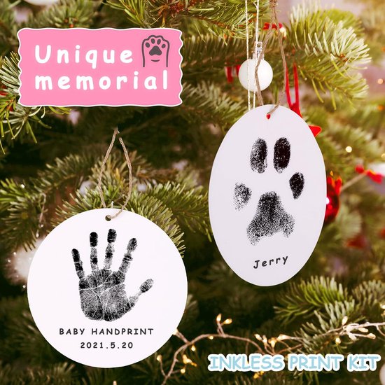 Inktkussenset voor huisdieren - 2-delige set (2 inktkussens + 4 vellen papier) - Pootafdrukken van honden & katten - Ideaal voor aandenkenalbums, doe-het-zelf-ansichtkaarten en herinneringen - Ook geschikt voor baby-aandenkens - 11 x 11 cm — afbeelding 3