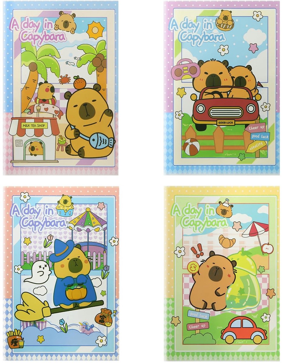 Allecto - - A5 Notebooks - Kleurvolle Notitieboekjes - Perfect voor Cadeaus - 13 x 20 cm - Geschikt voor School en Werk - 4 Designs