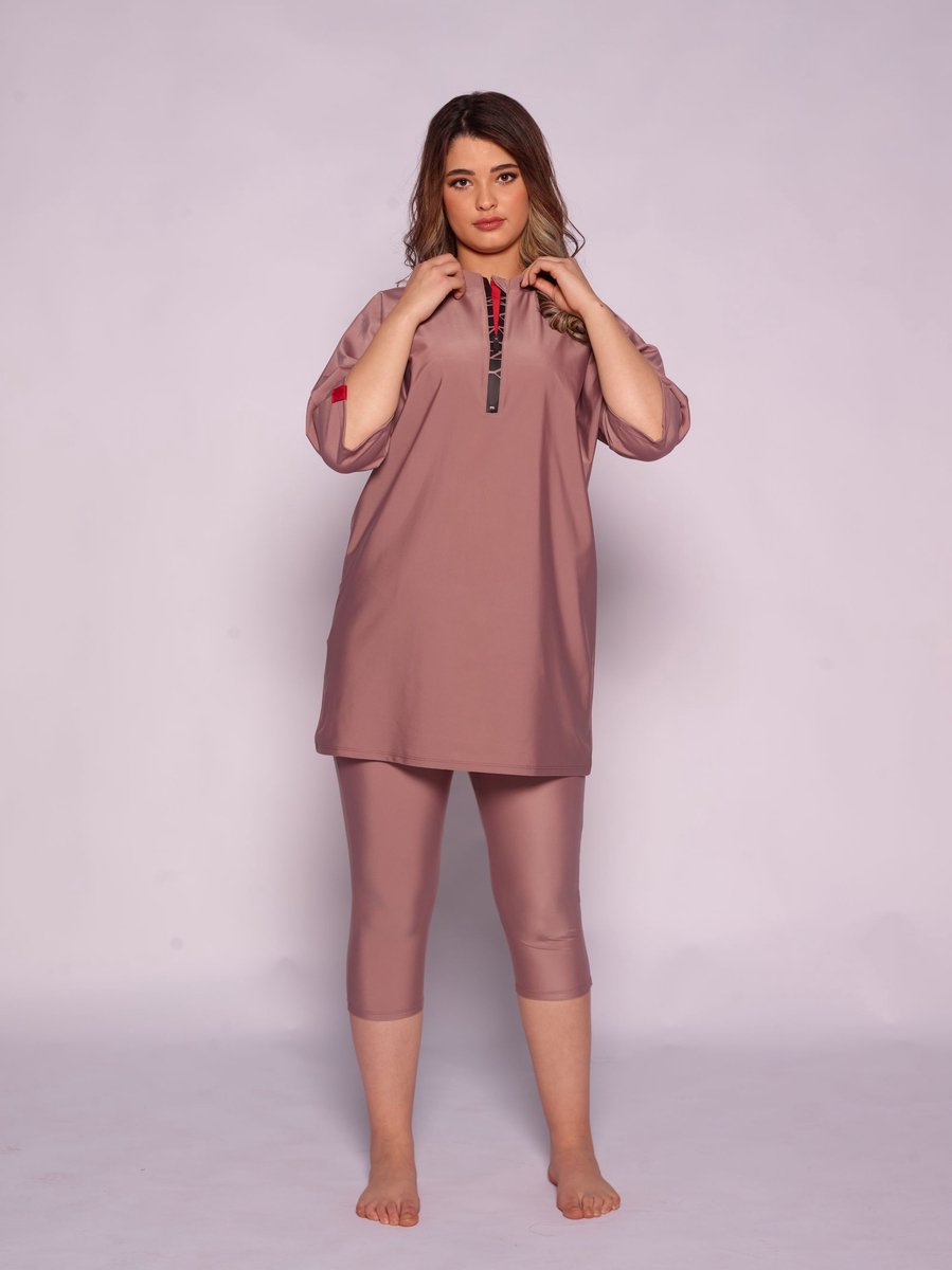 MYKINY BRAND - Semi Burkini Yasmine - Badpak -Zwemset- Maat M - Waterafstotend - Kleur Antler Burkinis (valt klein)