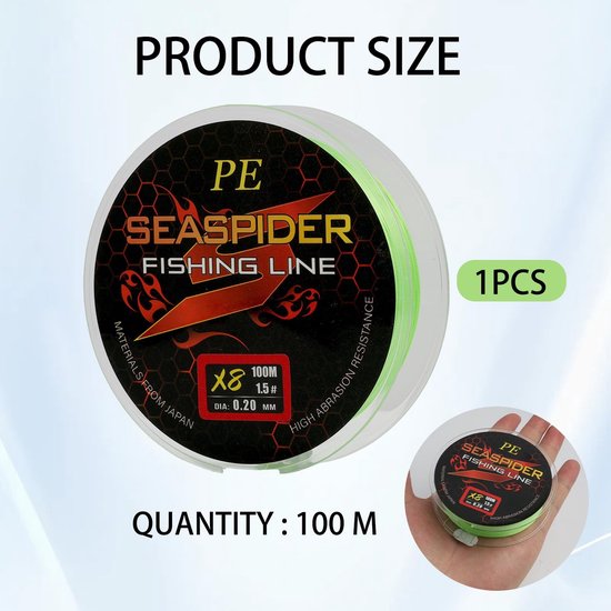 NTHProducts - Visserslijn - Braided Fishing Line - Hoge flexibiliteit - Groene kleur - Duurzaam vismateriaal - Geschikt voor roofvis - 100 m — afbeelding 4
