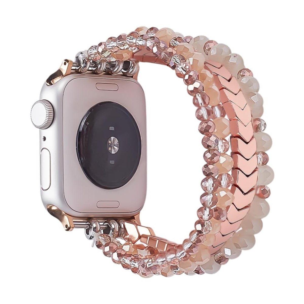 Cosensi - Pearl Bracelet - Elastische Armband - Hematiet - Compatibel met Horlogeband 32 mm - Modieus Accessoire - Perfect voor Dagelijks Gebruik