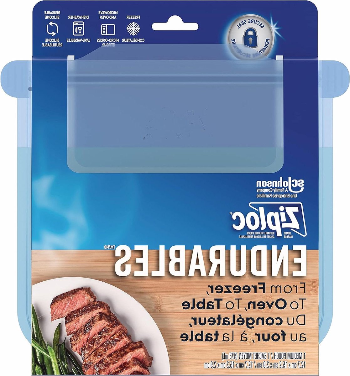Ziploc Endurables Medium Pouch, 473mL, herbruikbare siliconen, van vriezer tot oven, tot tafel