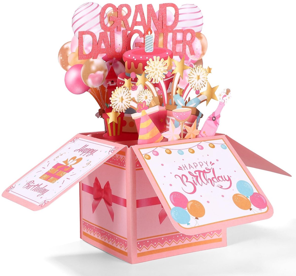Cosensi - Happy Birthday Kaart - 3D Pop-Up Kaart - Creatief Cadeau - Multicolor - Voor Kleindochter - Verjaardag - 25.7 x 25.7 cm