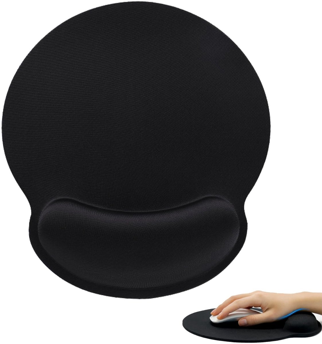 Cosensi - Ergonomische Muismat - Geheugen Foam Polssteun - Comfortabel en Duurzaam - Zwart - Anti-slip Ondergrond - Perfect voor Kantoor en Gaming